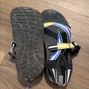 Chaco Kids Sandals - Black with Blue and Yellow Accents